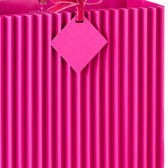 10.4" Pleated Pink Large Square Gift Bag