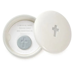 I Can Do All Things Lidded Trinket Dish With Metal Token