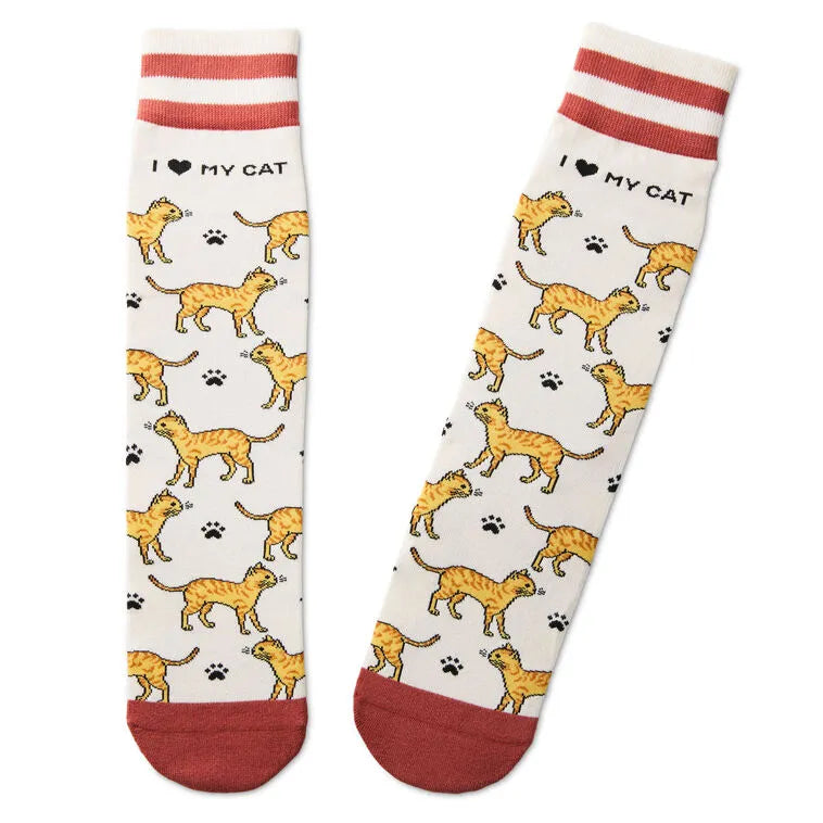 I Love My Orange Cat Crew Socks