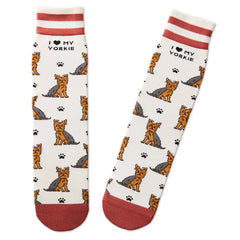 I Love My Yorkie Crew Socks
