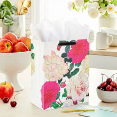 13" Illustrated Roses Large Gift Bag
