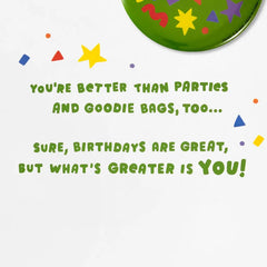 You're Better Than Great Birthday Card for Son With Button Pin