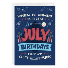 July Hits It Out of the Park Custom Birthday Card
