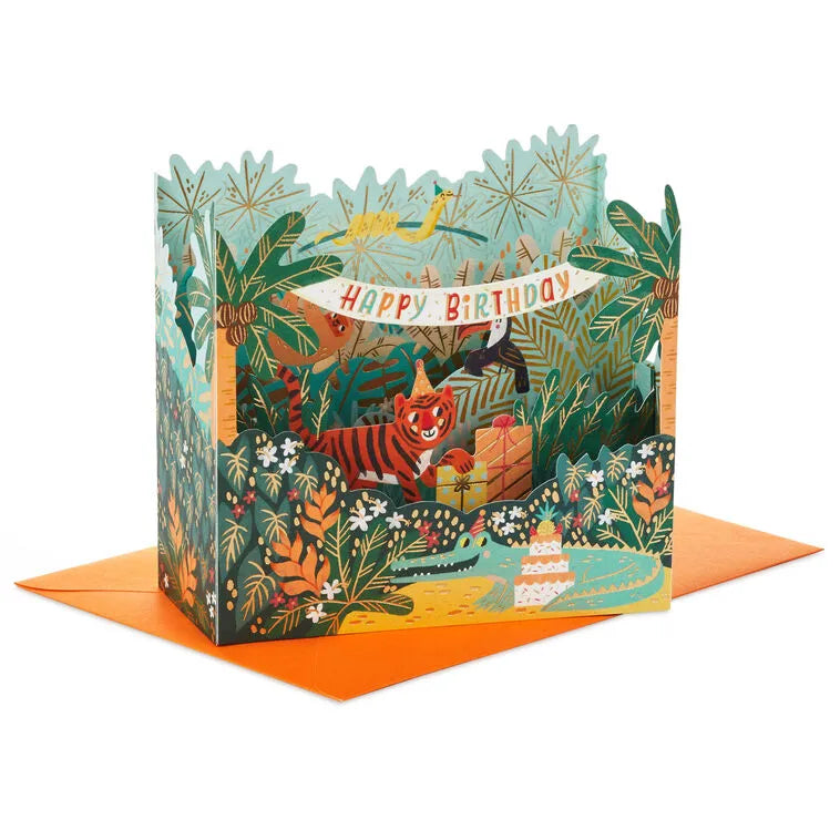 Go Wild Jungle Animals 3D Pop-Up Birthday Card for Kids