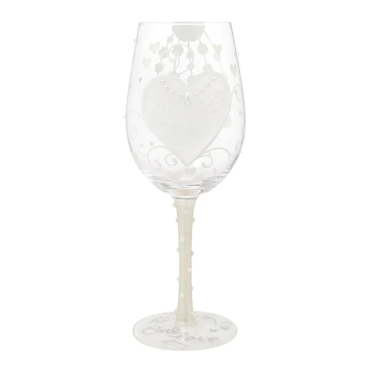 Lolita Two Hearts One Love Handpainted Wine Glass, 15 oz.