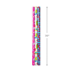 Colorful Kid Birthday 3-Pack Reversible Wrapping Paper, 120 sq. ft. total