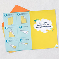 Sky's the Limit Birthday Card for Kids With Coloring Sheets and Paper Airplane Activity