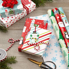 Winter Friends 3-Pack Reversible Kids Christmas Wrapping Paper Assortment, 120 sq. ft.