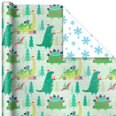 Winter Friends 3-Pack Reversible Kids Christmas Wrapping Paper Assortment, 120 sq. ft.