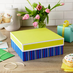 10" Square Vertical Stripes Gift Box