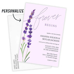 Forever Begins Lavender Flat Wedding Invitation