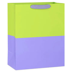 13" Citrus Green and Lavender Color Block Large Gift Bag