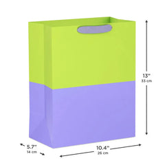 13" Citrus Green and Lavender Color Block Large Gift Bag