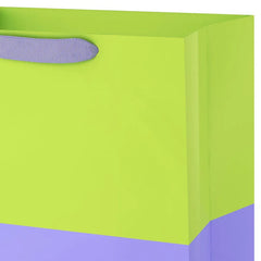 13" Citrus Green and Lavender Color Block Large Gift Bag