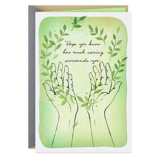 Caring Surrounds You Open Hands Sympathy Card