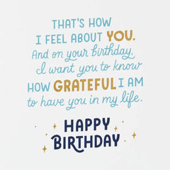 Grateful for You in My Life Birthday Card for Him