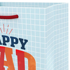 6.5" Happy Dad Day on Blue Grid Small Gift Bag