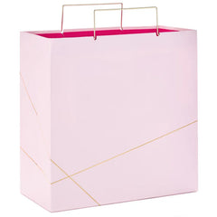 Light Pink With Gold Large Square Gift Bag, 10.4"