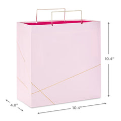 Light Pink With Gold Large Square Gift Bag, 10.4"