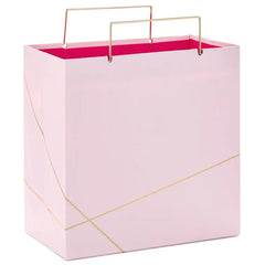 Light Pink With Gold Medium Square Gift Bag, 7.7"