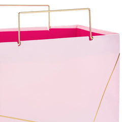 Light Pink With Gold Medium Square Gift Bag, 7.7"