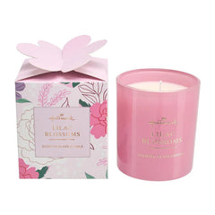 Lilac Blossoms Scented Pink Glass Candle, 8 oz.
