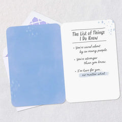 The List of Things I Know Encouragement Card