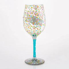 Lolita Birthdays Are the Confetti of Life Handpainted Wine Glass, 15 oz.