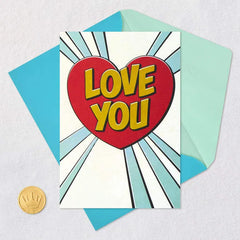 Love You Pop Art Heart Blank Card