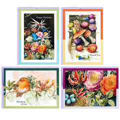 Marjolein Bastin Botanical Watercolors Assorted Blank Multi-Occasion Note Cards in Caddy, Pack of 24