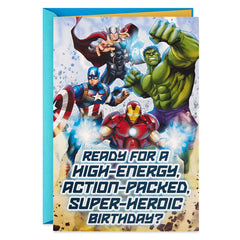 Marvel Avengers Super-Heroic Kids Birthday Card with Sound