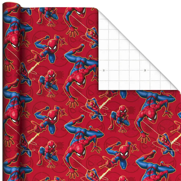 Marvel Spider-Man on Red Wrapping Paper Roll, 17.5 sq. ft.