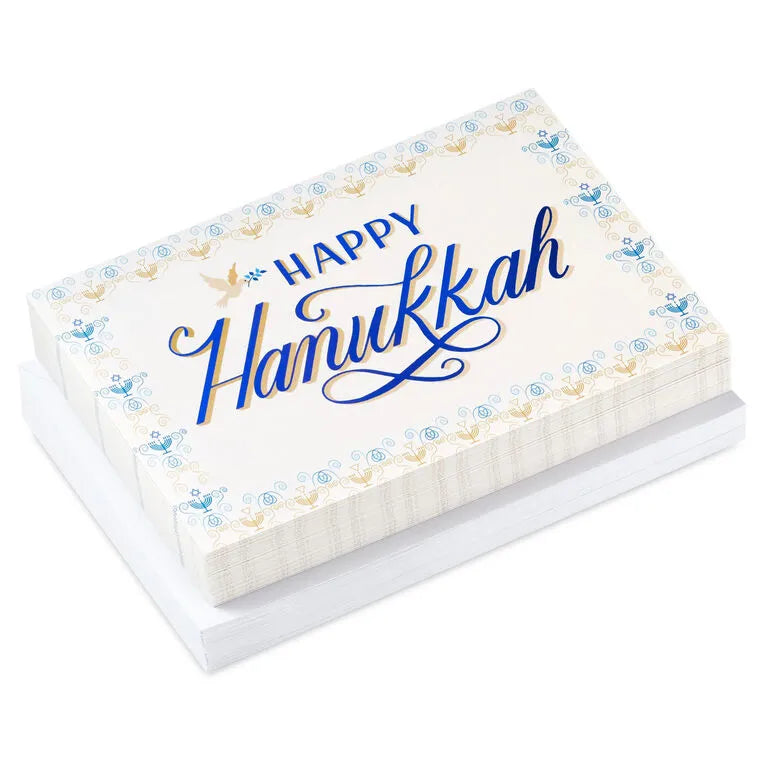 Peaceful Blue and Gold Boxed Hanukkah Cards, Pack of 40