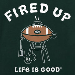 Life Is Good Men’s Fired Up Football Grill Black Short Sleeve T-Shirt