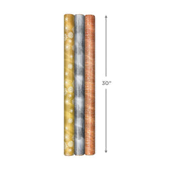 Mixed Metallics 3-Pack Holiday Wrapping Paper Assortment, 60 sq. ft.