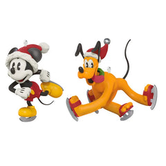 Mini Disney Mickey and Friends Gliding and Sliding Ornaments, Set of 2