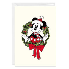Disney Mickey Mouse in Wreath Custom Christmas Card