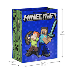 13" Minecraft Alex and Steve on Blue Large Gift Bag