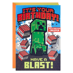 Minecraft Have a Blast Birthday Card for Kids With Build-Your-Own Creeper