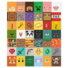 Minecraft Game Icons Throw Blanket, 51x62