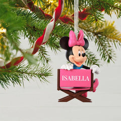 Disney Minnie Mouse in Director's Chair Personalized Ornament, Custom Text
