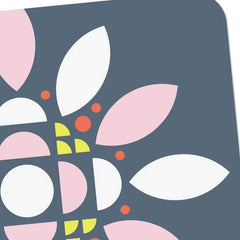 Geometric Flower on Blue Blank Card