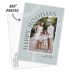 Modern Arch on Blue Flat Holiday Photo Card
