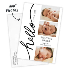Hello Little One Black and White Birth Announcement