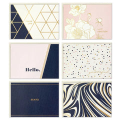 Modern Blush and Navy Boxed Blank Notes Assortment, Pack of 24
