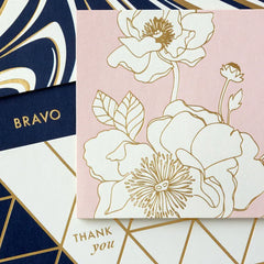 Modern Blush and Navy Boxed Blank Notes Assortment, Pack of 24