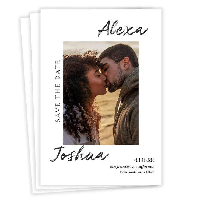 Modern Frame Black and White Save the Date