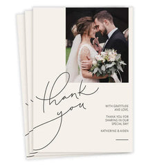 Modern Handwriting Flat Wedding Thank You Photo Card