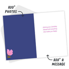 Floral Blessed Wishes Custom Birthday Card