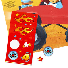 Monster Truck Fun 4th Birthday Card With Stickers